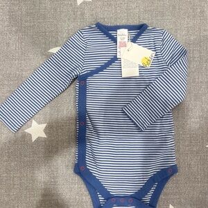 Baby Boden Blue and White Striped Bodysuit